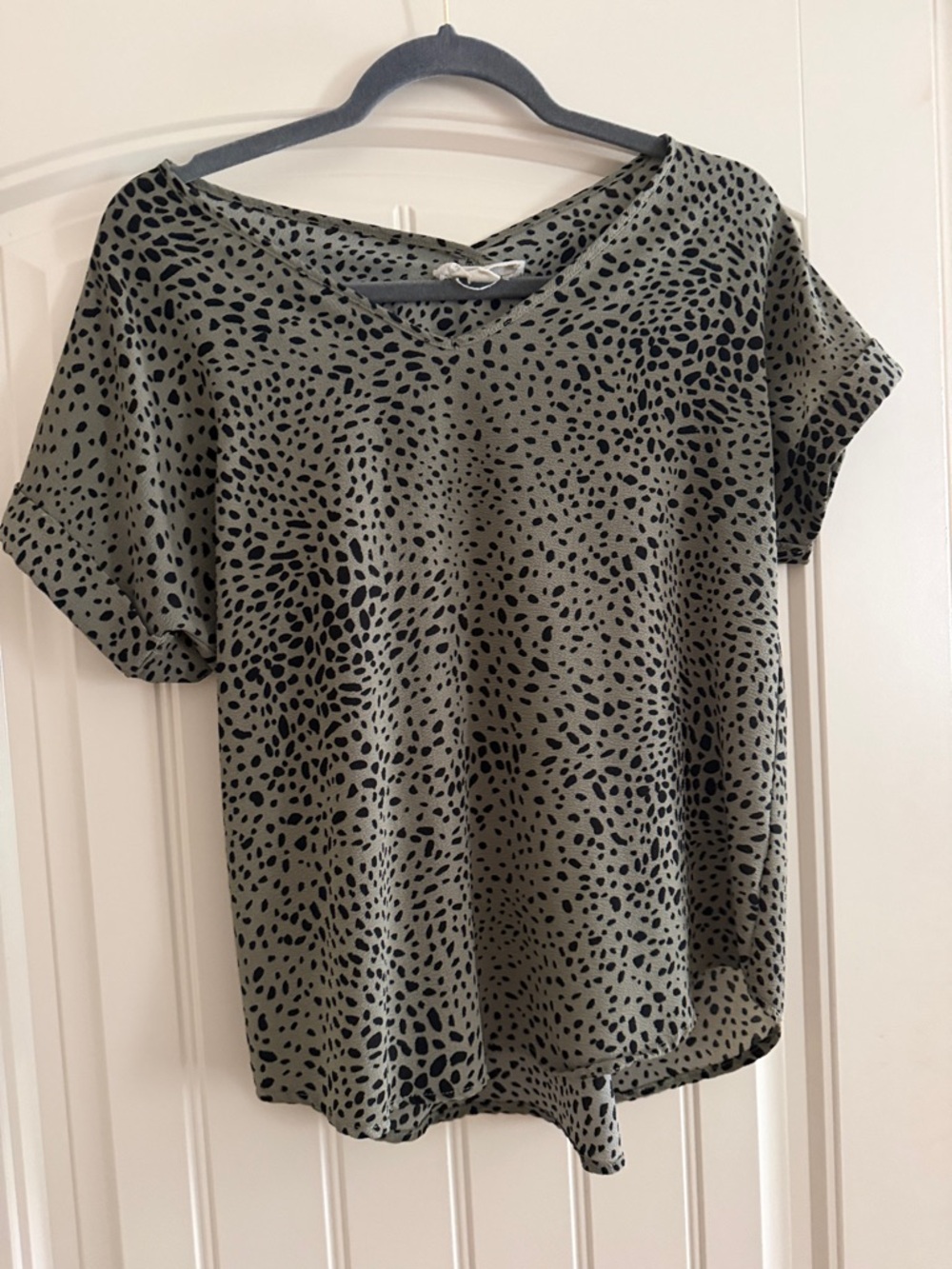 Hippie Rose Olive Green Short Sleeve Spot Print Blouse